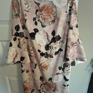 Calvin Klein Pink Floral Long Sleeve Dress